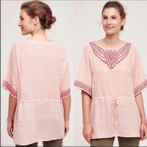 Anthropologie one September laser cut Boho top M - Picture 1 of 9